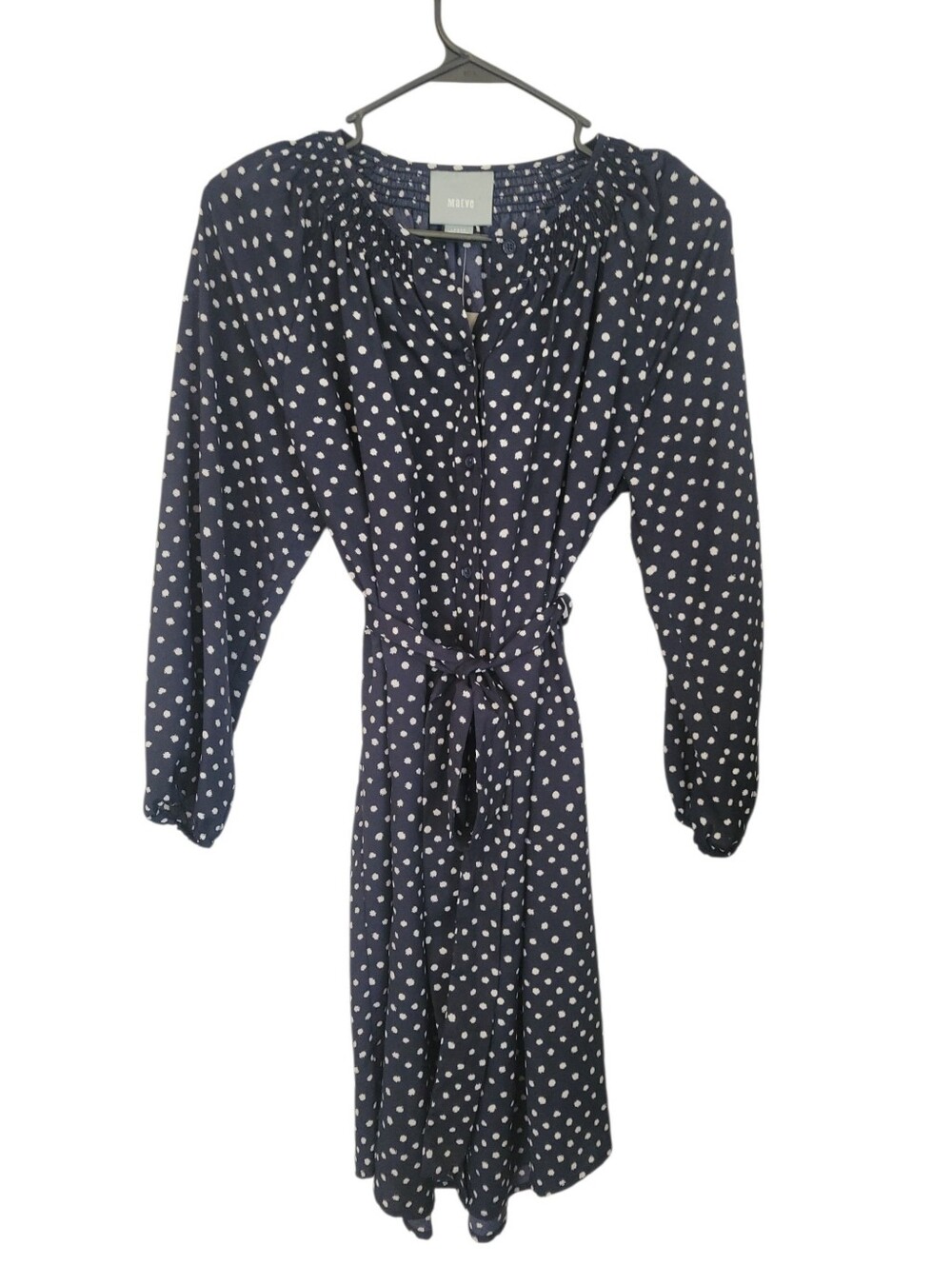 Maeve Anthropologie Polka Dot Shirt Dress NWT Retro Black White Belted Large